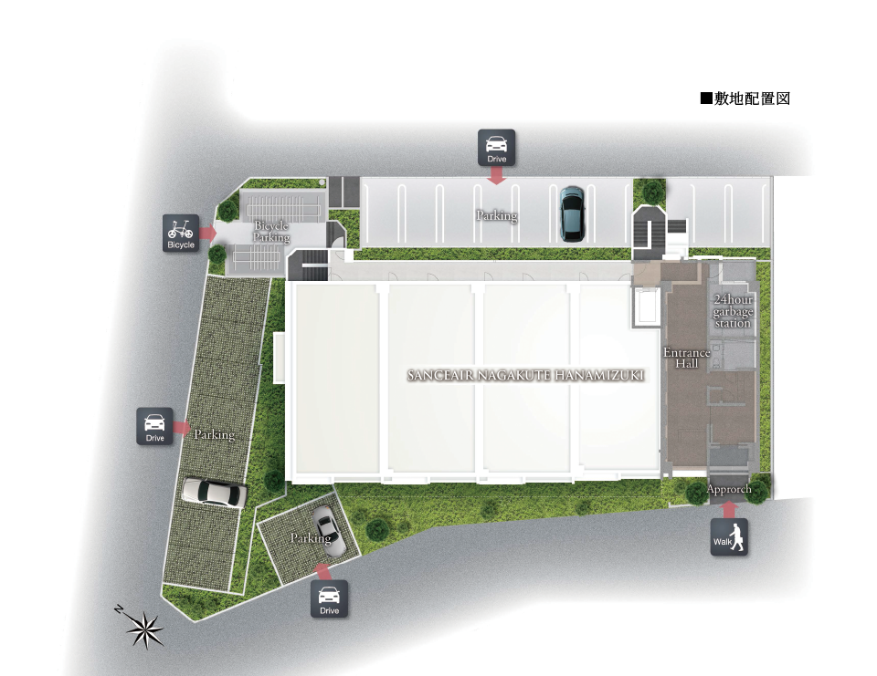 サンクレーア長久手はなみずき通の敷地配置図